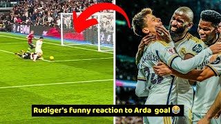 Rudigers funny reaction to Arda Gulers first goal for Real Madrid Vs Celta Vigo 40 [upl. by Dietz]