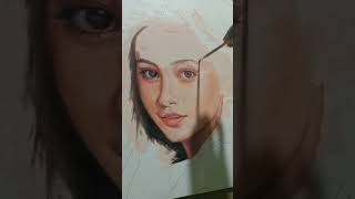 Lukisan wajah kanvas portrait painting realistic modern portrait [upl. by Asta]