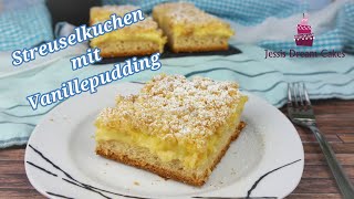 Gefüllter Streuselkuchen mit Vanillepudding 😋 Einfach amp Super LECKER Streuselkuchen vom Blech [upl. by Nnaassilem]