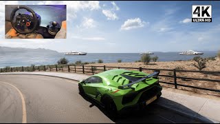 Lamborghini Aventador SVJ 2018  Forza Horizon 5  Steering Wheel Gameplay  4K Ultra HD [upl. by Kato]