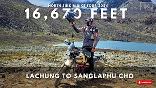 Lachung to Sanglaphu Cho Lake 16670ft on himalayan450 North sikkim bike tour 2024 [upl. by Fax560]