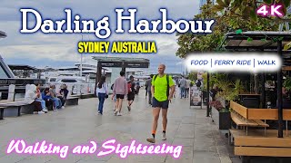 SYDNEY CITY AUSTRALIA DARLING HARBOUR 4K WALK TOUR  BARANGAROO WHARF FERRY RIDE TO CIRCULAR QUAY [upl. by Ariew]