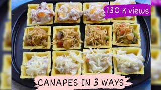 Canapes in 3 Ways  Quick and Easy Canapes recipe Veg Canapes  Canapes for Parties  Food Fiestaa [upl. by Mariska]