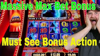 Must See Jackpot Carnival Bonuses Including a Massive Max Bet Bonus bluecollarslots jackpot [upl. by Eaver]