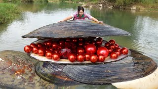 🎁🎁When I pried open the giant clam it was filled with dazzling and charming red pearls priceless [upl. by Nosnor176]