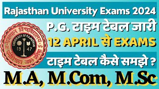 UNIRAJ PG TIME TABLE 2024  MA MCOM MSC TIME TABLE  UNIRAJ ADMIT CARD 2024 KAISE DOWNLOAD KARE [upl. by Dunc]