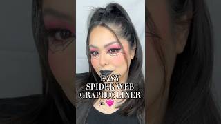 Oct 3  Easy Spider Web Graphic Liner 🕷️🩷🕸️ halloween halloweenmakeup halloweenmakeuptutorial [upl. by Dorrehs]