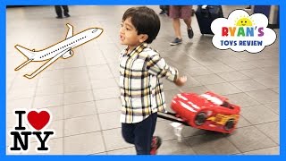 Ryan ToysReview airplane ride and opening surprise eggs [upl. by Abbot968]