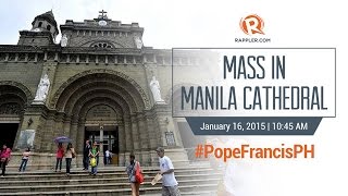 PopeFrancisPH Pope Francis Mass in Manila Cathedral [upl. by Nahshu]