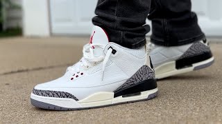 The BEST Air Jordan 3 White Cement Reimagined  On Foot Review [upl. by Ardiekal]