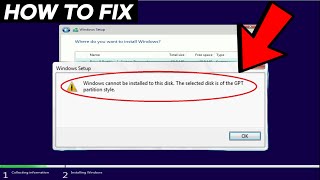 Fix Windows cannot be installed to this disk The selected disk is of the GPT partition style [upl. by Dierdre648]