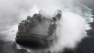 LCAC Hovercraft Well Deck Operations Aboard Amphibious Assault Ship USS Wasp [upl. by Zack585]