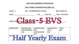 Class5 EVS Half Yearly Exam Question Paper  Term1 Session 202425 PM Shri Kendriya Vidyalaya [upl. by Adnir]