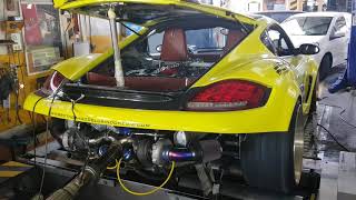 Porsche cayman 34L twinturbo dyno session [upl. by Nywg]