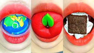 asmr APPLE JAPAN DESSERT CHOCO MERINGE COOKIE EARTH GUMMY ORANGE POPPING BOBA PRETZEL eating sounds [upl. by Volkan]