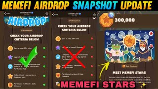 Memefi Airdrop Snapshot Taken  Mamefi stars season 2 airdrop  memefi airdrop new updates today [upl. by Moria]