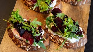 Beetroot Bruschetta With Rucola and Feta Perfect Appetizer for Guests [upl. by Broeker]