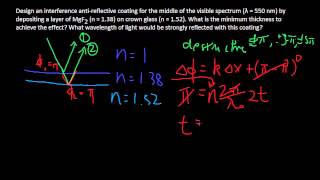 PHYS 225 week 9  2 thin film interference example [upl. by Letty]