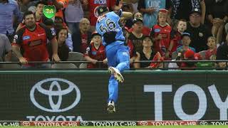 Ben Laughlin Jake Weatherald Combine for Incredible Boundary Rope Catch in Big Bash [upl. by Dredi257]