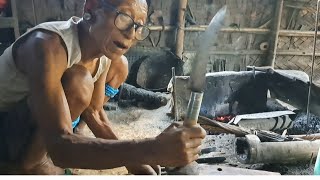 How Konyak Naga SHARP KNIFE is Made Village Blacksmith [upl. by Salvatore792]