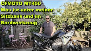 Was ist unter meiner Sitzbank und im Bordwerkzeug  CFMOTO 450MT [upl. by Aerdnaeel39]