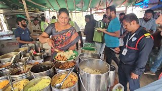 Hyderabad Famous Anuradha Debi Serves Best Roadside Meal  Non Veg Thali 100 Rs  Indian Street Food [upl. by Aserehc136]