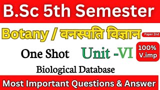 BSc 5th Semester Botany Paper 2nd Unit VI  Biological database MCQs [upl. by Jael]