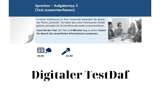 Der digitale TestDaf  Sprechen  Aufgabentyp 3 [upl. by Dihaz119]