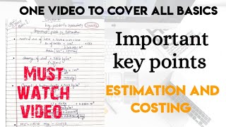 estimation and costing in civil engineering  important key points basics of estimation  lecture1 [upl. by Rexana865]