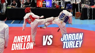 Taekwondo 2024 Korean Consul General Cup  Aneya Dhillon vs Jordan Turley [upl. by Talanian215]