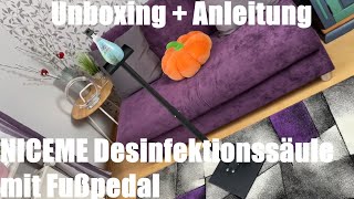 Desinfektionssäule mit Fußpedal Desinfektionsspender Desinfektionsmittelspender Unboxing  Anleitung [upl. by Bendix]