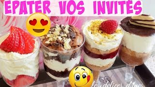 4 IDEE DESSERT FACILE VERRINE Framboise Chocolat Fraise Nutella Speculos [upl. by Noland664]