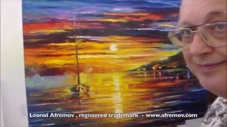 Leonid Afremov painting a seascape painting [upl. by Brightman]