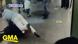 Good Samaritan saves woman from knife attack in NYC l GMA [upl. by Cari]