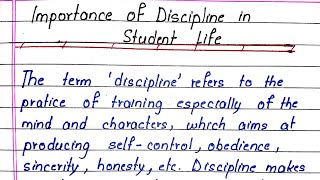 Importance of Discipline in Students Life  Essay Writing In English  EK Education [upl. by Aikcin719]