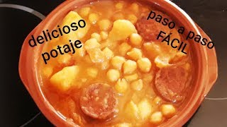 Potaje de GARBANZOS CON CHORIZO Y PAPAS fácil y delicioso [upl. by Dlared112]