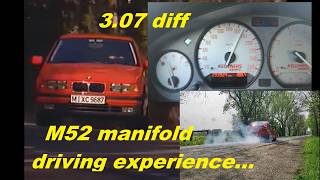 BMW E36 323ti 307 diff ratio and M52 manifold driving experience [upl. by Anitsim]