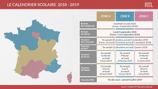 Découvrez le calendrier des vacances scolaires 20182019 [upl. by Buckler]