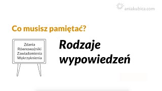 Rodzaje wypowiedzeń składnia [upl. by Etnovad]