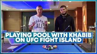 Playing pool with Khabib Nurmagomedov on UFC Fight Island talks about GSP Conor Gaethje father [upl. by Meek151]