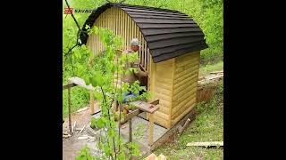 Diy wooden house in the forest alone with nature and using with hand tools [upl. by Conlen]