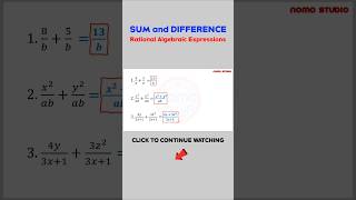 Sum and Difference of Rational Algebraic Expressions math algebraicexpressions civilserviceexam [upl. by Aelc98]