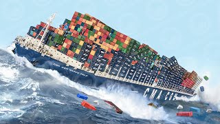 LIFE INSIDE Big Container Ships in Storms How Container Ships Not Sink when Hit By Monster Waves [upl. by Yonina]