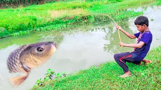 Best Fishing Video  Village Smart Boy Fishing With Hook  Traditional Hook Fishing [upl. by Poucher463]