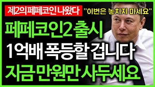 페페코인2 출시 밈코인 천재 분석가 quot이 밈코인 1억배 폭등할 겁니다quot [upl. by Jary]