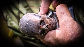 Woodcarving a Miniature Skull  Netsuke Style  Halloween Special [upl. by Oira946]