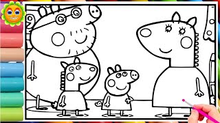 Peppa Pig meet the Giraffe Family Peppa Pig new coloring videos how to draw Peppa pig [upl. by Mellisa]