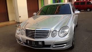 Exterior of Mercedes Benz w211 E200 Kompressor 2008 with DRL Foglamp in Silver colour Indonesia [upl. by Ahsimik]