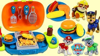 Feeding Paw Patrol Pups with Pretend BBQ Grill Playset [upl. by Elyod790]