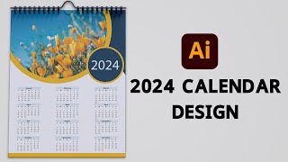 How to Design 1 Page Calendar 2024 in Illustrator  Tutorial for Beginner [upl. by Kenwee]